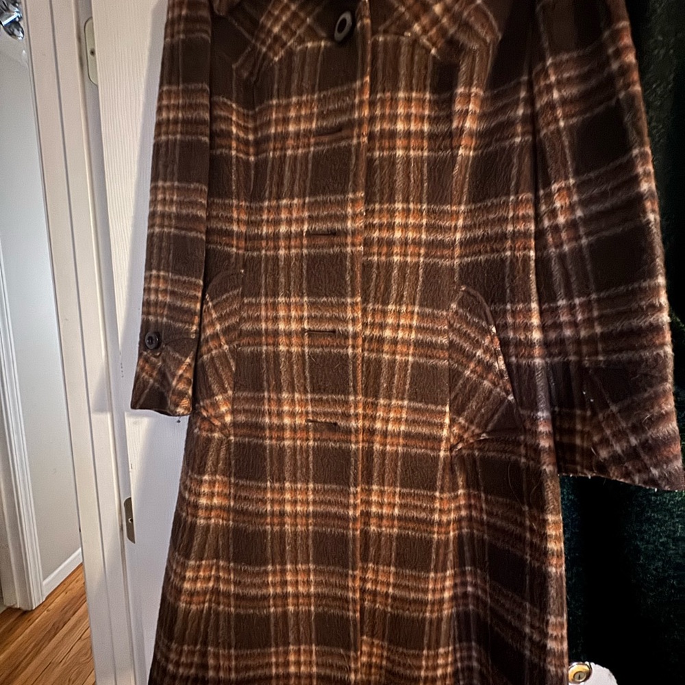 Windsmoor London will plaid coat made in England 1960-70’s brown check